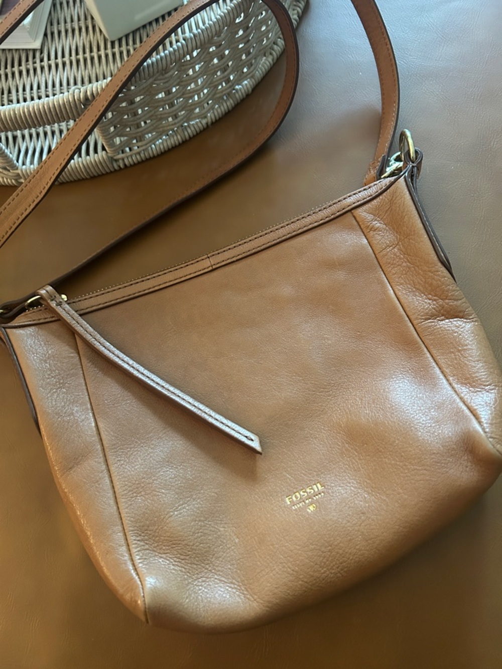 Fossil Cognac Brown Leather Crossbody - Picture 2 of 8
